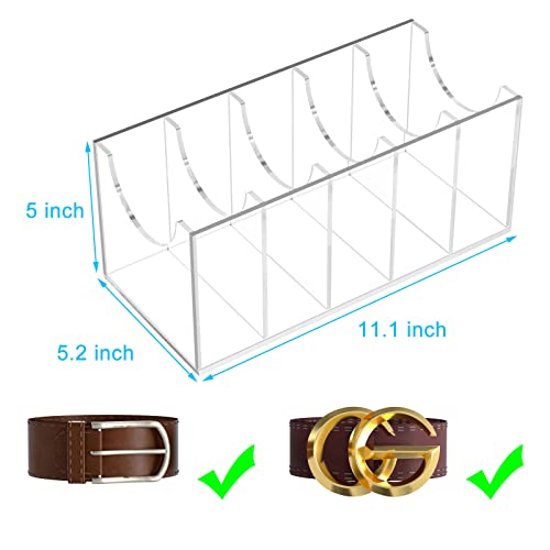 NIUBEE Belt Organizer, Acrylic Belt Storage Holder for The Closet, 5 Compartments Display Case for Tie and Bow Tie