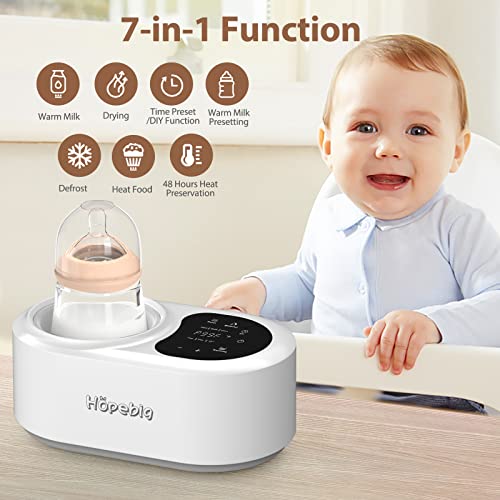 Hopebig Bottle Warmer Upgraded 7-in-1 Water-Free Bottle Warmer for Breastmilk or Formula Baby Bottle Warmer Milk Warmer with LED Display Accurate Precise Temperature Control and Timer