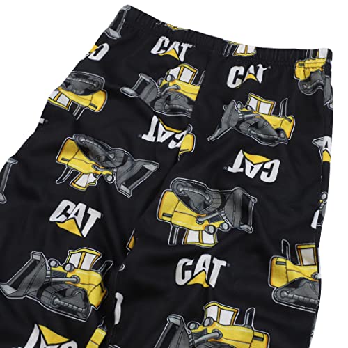 Caterpillar Boys' 2-Piece Loose-Fit Pajamas Set, CAT & Bulldozer Grid, 4T