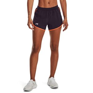 under armour womens fly by 2.0 running shorts , (541) tux purple / orange blast / rebel pink , small