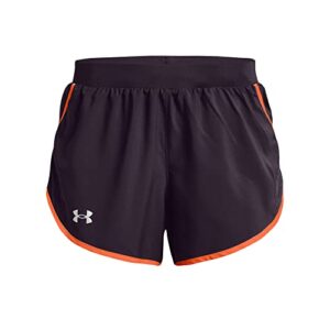 Under Armour womens Fly By 2.0 Running Shorts , (541) Tux Purple / Orange Blast / Rebel Pink , Small