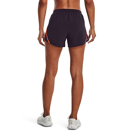 Under Armour womens Fly By 2.0 Running Shorts , (541) Tux Purple / Orange Blast / Rebel Pink , Small