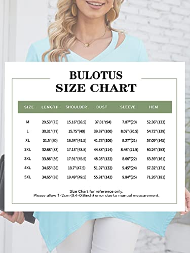 Bulotus Plus Size Tops for Women Casual Summer, V Neck Tops for Women Casual Summer Tunic Tops for Leggings for Women, Light Blue, XXX-Large