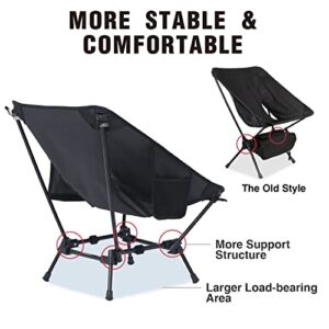 Camping Chairs, 2 Pack Portable Folding Chairs, Ultralight Camp Chair with Carry Bag, Camp Accessories, Outdoor Chairs Foldable Chair for Backpacking, Hiking, Beach, Travel & Picnic, Lawn Chairs, Low