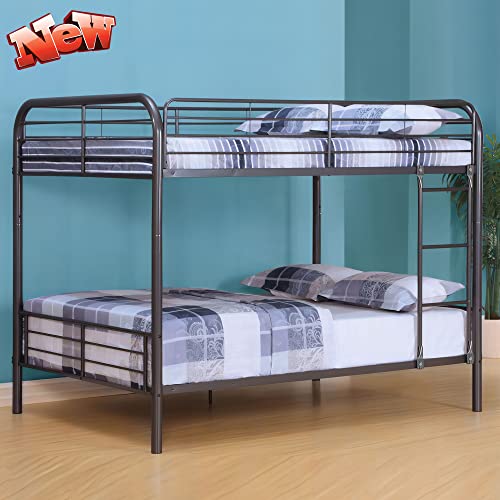 Tenouvos Higher Quality & Stronger Metal Full Over Full Bunk Beds, Heavy Duty Steel Full Size Bunk Beds with Safety Rail & Ladder, More Stable Bunk Bed Full Over Full for Kids/Boys/Girls/Adults