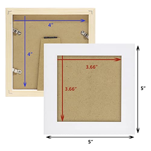 Picture Frames 4x4 White Nature Solid Wood 2 Pack for Wall Mount and Tabletop Display