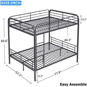 Tenouvos Higher Quality & Stronger Metal Full Over Full Bunk Beds, Heavy Duty Steel Full Size Bunk Beds with Safety Rail & Ladder, More Stable Bunk Bed Full Over Full for Kids/Boys/Girls/Adults