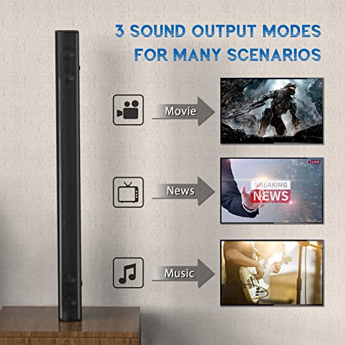 SAKOBS Sound Bars for TV,34Inches 80W TV Sound Bar – Deep Bass Home Theater System, 2.1Ch Soundbar with Built-in Subwoofer HDMI-ARC/Opt/AUX Connectivity,Works with 4K & HD TVs