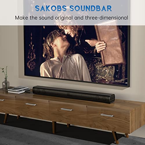 SAKOBS Sound Bars for TV,34Inches 80W TV Sound Bar – Deep Bass Home Theater System, 2.1Ch Soundbar with Built-in Subwoofer HDMI-ARC/Opt/AUX Connectivity,Works with 4K & HD TVs