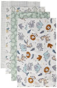 dino safari 4 pack flannel burp cloth set