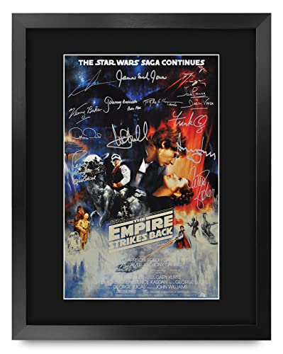 HWC Trading Framed 11" x 14" Print - Star Wars - The Empire Strikes Back Movie Poster Cast Signed Gift Mounted Printed Autograph Film Gifts Photo Picture Display