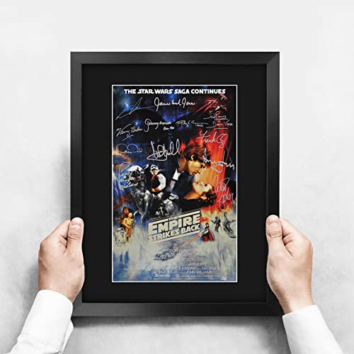 HWC Trading Framed 11" x 14" Print - Star Wars - The Empire Strikes Back Movie Poster Cast Signed Gift Mounted Printed Autograph Film Gifts Photo Picture Display