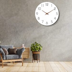 Mosewa Wall Clock 14 Inch Silent Non Ticking Wall Clocks Battery Operated - Simple Minimalist Wooden Clock Decorative for Kitchen,Home,Bedroom,Living Room, Office(14" White)