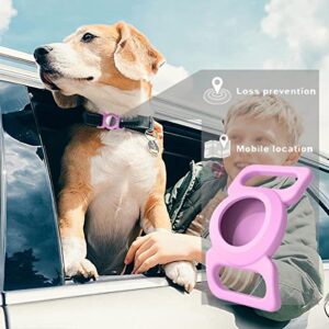 2-Pack Air Tag Dog Collar Holder, 2Pcs Protective Film Soft Silicone Cat Pet Collar Loop Holder Case Compatible with Apple Air Tag Tracker