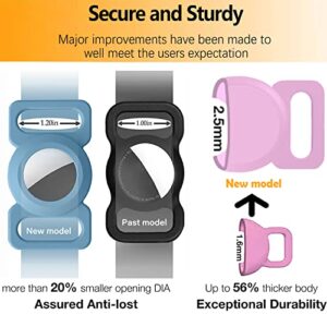 2-Pack Air Tag Dog Collar Holder, 2Pcs Protective Film Soft Silicone Cat Pet Collar Loop Holder Case Compatible with Apple Air Tag Tracker