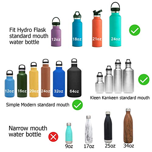 POYAKU Straw Lid Compatible with Hydro Flask Standard Mouth Water Bottle and Simple Modern Ascent Water Bottle (Black-Black)