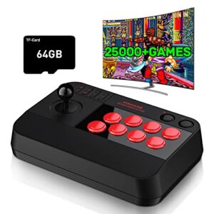 kinhank arcade game console built-in 25000+games, super console arcade video game console s905x3 chip, 3d joystick turbo function
