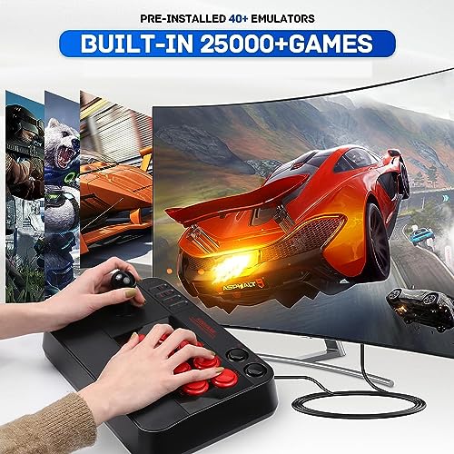 Kinhank Arcade Game Console Built-in 25000+Games, Super Console Arcade Video Game Console S905X3 Chip, 3D Joystick Turbo Function