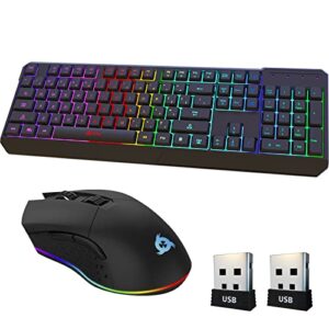 klim blaze & chroma wireless bundle - new 2023 - wireless gaming keyboard and mouse combo - responsive durable ergonomic - backlit keyboard - rgb gaming mouse wireless - long-lasting built-in battery