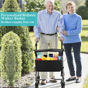 Rollator Basket, Dotday Rollator Walker Bag w/Cup Holder, Easy to Use Folding Rollator Walker Storage Bag, Never Tipping Over The Walker, Best Gift for Family and Friends - (for Rollator Walkers)