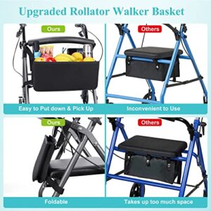 Rollator Basket, Dotday Rollator Walker Bag w/Cup Holder, Easy to Use Folding Rollator Walker Storage Bag, Never Tipping Over The Walker, Best Gift for Family and Friends - (for Rollator Walkers)