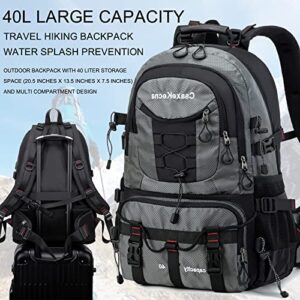 YANIMENGNU Traveling Backpack 40L Waterproof and Light Outdoor Hiking, Men's and Women's Camping Backpack (grey)