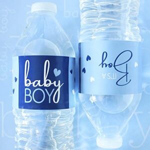 Blue It’s a Boy Baby Shower Water Bottle Labels - Baby Boy - 24 Stickers