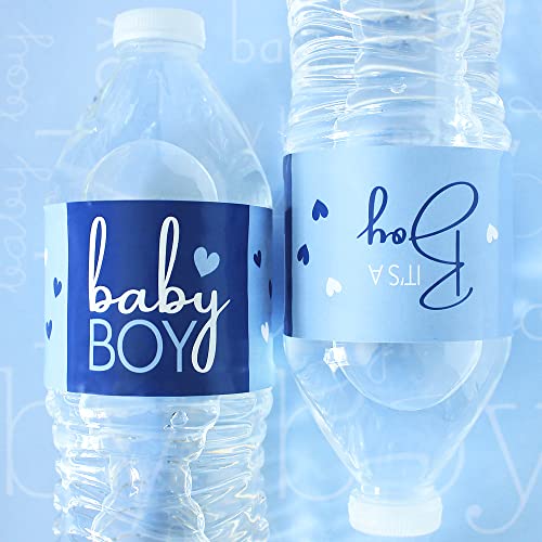 Blue It’s a Boy Baby Shower Water Bottle Labels - Baby Boy - 24 Stickers