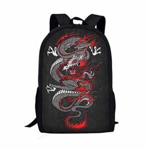 mumeson backpack bulk schoolbag dragon print backpack for teen boys soft breathable backing casual rucksack daypack for kids elementary school or middle school