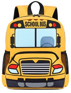 kids backpack for boys girls preschool bookbags 3d cartoon daycare toddler bags (yellow bus)