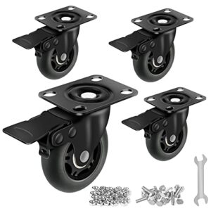 apllamo 3" casters set of 4 ，4 heavy duty quiet casters, max load 2000lbs. suitable to do soft wheels for cart ，caster wheels glide quietly and protect the floor, casters set of 4 heavy duty.