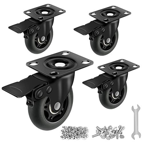 Apllamo 3" Casters Set of 4 ，4 Heavy Duty Quiet Casters, Max Load 2000LBS. Suitable to do Soft Wheels for cart ，Caster Wheels Glide Quietly and Protect The Floor, casters Set of 4 Heavy Duty.