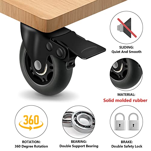 Apllamo 3" Casters Set of 4 ，4 Heavy Duty Quiet Casters, Max Load 2000LBS. Suitable to do Soft Wheels for cart ，Caster Wheels Glide Quietly and Protect The Floor, casters Set of 4 Heavy Duty.