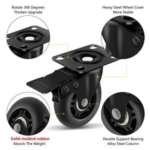 Apllamo 3" Casters Set of 4 ，4 Heavy Duty Quiet Casters, Max Load 2000LBS. Suitable to do Soft Wheels for cart ，Caster Wheels Glide Quietly and Protect The Floor, casters Set of 4 Heavy Duty.