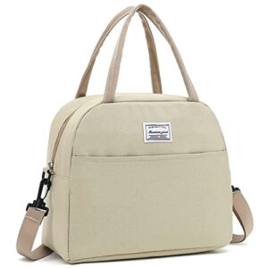 mountain guest lunch bag reusable insulated cooler lunch box adult water resistant tote lunch bag for women/men work picnic beach or travel (beige)