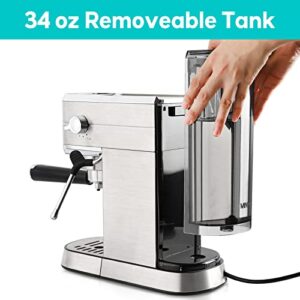 CASABREWS Espresso Machine 20 Bar, Professional Espresso Maker with Milk Frother Steam Wand, Compact Espresso Coffee Machine with 34oz Removable Water Tank for Cappuccino, Latte, Gift for Dad or Mom