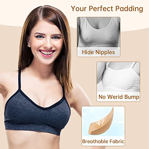 KSang Bra Pads Inserts 4 Pairs - Sewn Edges Breast Padding for Sports Bras Swimsuits Bikini Push up Bra Cups Inserts for B Cup