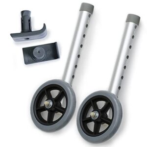 universal walker wheel kit: 5 inch sport wheels and flexfit ski glides (gray)