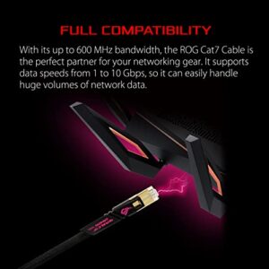 ASUS ROG Cat7 Ethernet Cable – 10 ft Shielded Gaming LAN network cable high speed network up to 600MHz & 10GB Transfer Rates, Nylon Braided, Gold Plated