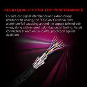 ASUS ROG Cat7 Ethernet Cable – 10 ft Shielded Gaming LAN network cable high speed network up to 600MHz & 10GB Transfer Rates, Nylon Braided, Gold Plated