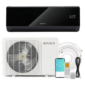 rovsun wifi enabled 9,000 btu mini split ac/heating system with inverter, 19 seer 115v energy saving ductless split-system air conditioner with pre-charged condenser, heat pump & installation kit (black series)