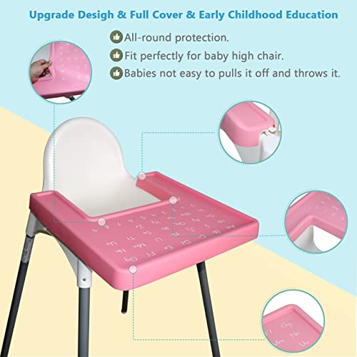 Placemat for Antilop Baby High Chair, Full Cover Silicone Mat for Babies High Chair Tray Accessories, Reusable Finger Food Place Mats for Infants Babies Girls Feeding, BPA Free Dishwasher Safe (Pink)