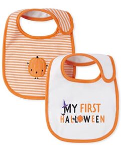 the children's place 1st holidays baby bibs 2-pack, halloween/pumpki, one size
