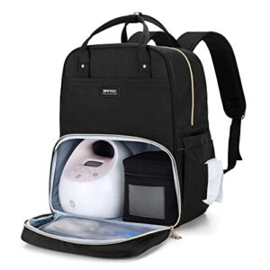bafaso breast pump bag with laptop sleeve, breast pump backpack fits for most major breast pump, black
