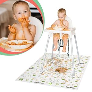 Minimono Baby Splat Mat for Under High Chair - 30 Pcs Disposable and Waterproof Splash Mats - 40"x47" Multipurpose Activity Mat for Picnic Art Craft - Baby Led Weaning Supplies (Fruits and Vegetables)