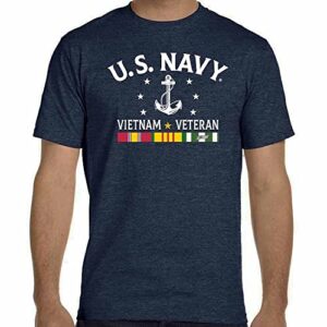 us navy vietnam veteran t-shirt with 3 ribbons and anchor graphics (large)