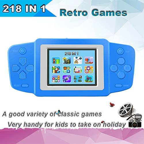 Handheld Games for Kids Built in 218 Classic Retro Video Games 2.5" Screen Portable Arcade Gaming Player System for Boys Girls Birthday (Blue)