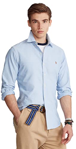 POLO RALPH LAUREN Men's Long Sleeve Oxford Button Down Shirt (XL, BasicBlue)