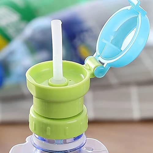 CheeseandU 2Pack Spill Proof Water Bottle Straw Caps - Portable Juice Soda Water Bottle Twist Cover Cap with Straw for Children