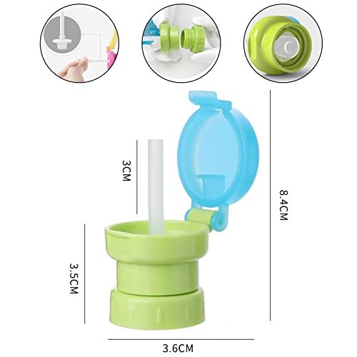 CheeseandU 2Pack Spill Proof Water Bottle Straw Caps - Portable Juice Soda Water Bottle Twist Cover Cap with Straw for Children